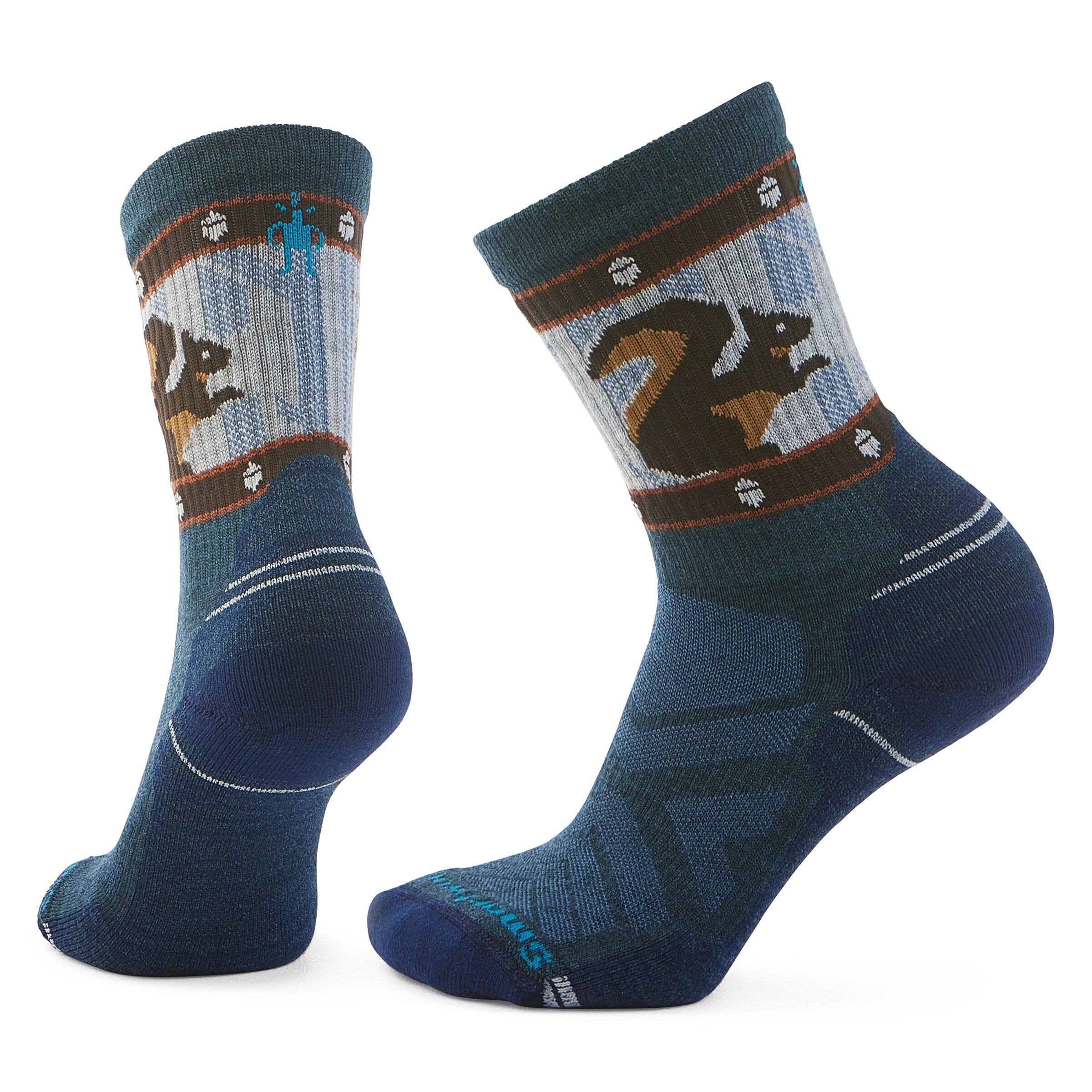 Smartwool Women's Hike Light Cushion Squirrely Print Crew Socks Twilight Blue 074 S (EU 34-37) 
