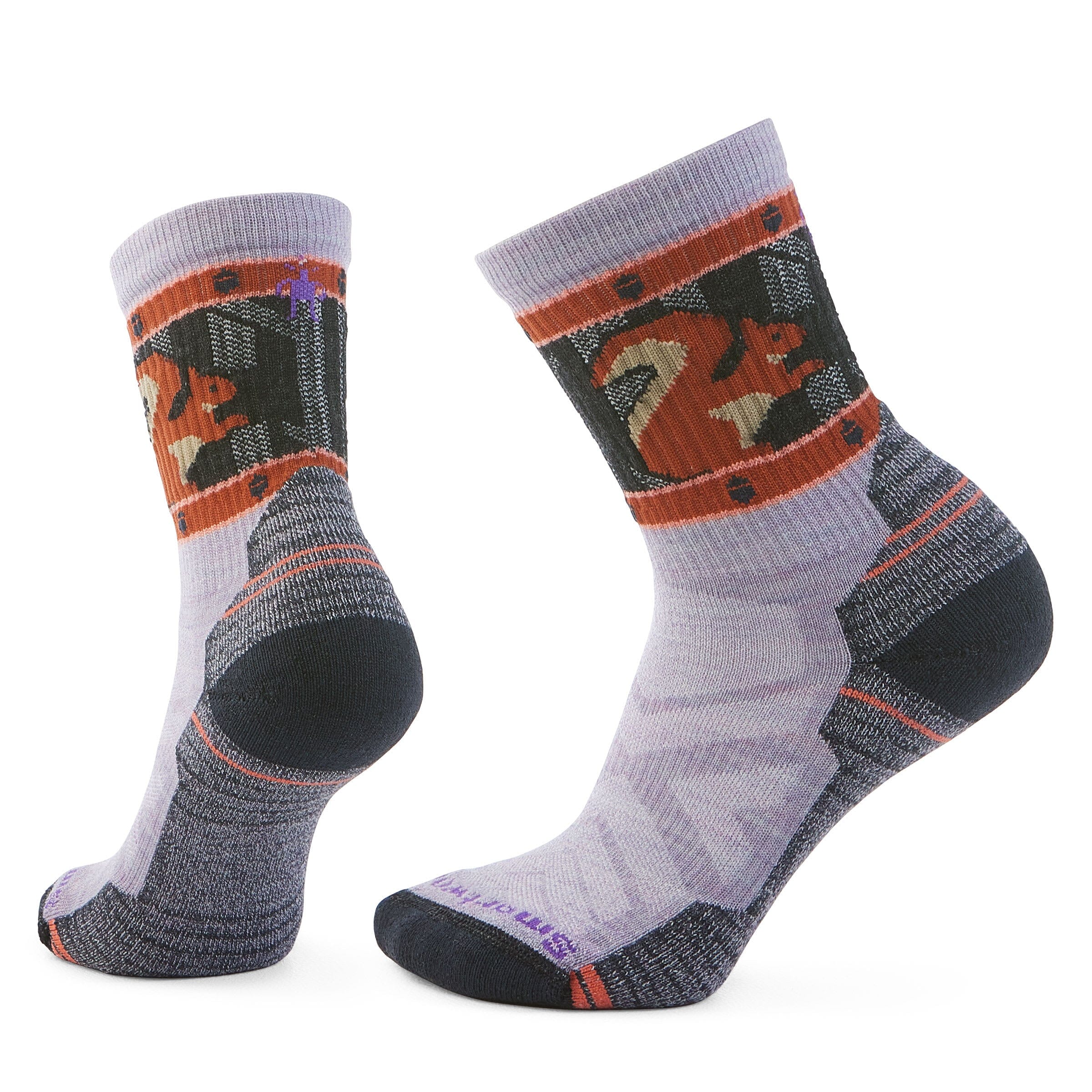 Smartwool Women's Hike Light Cushion Squirrely Print Crew Socks Purple Eclipse H76 S (EU 34-37) 