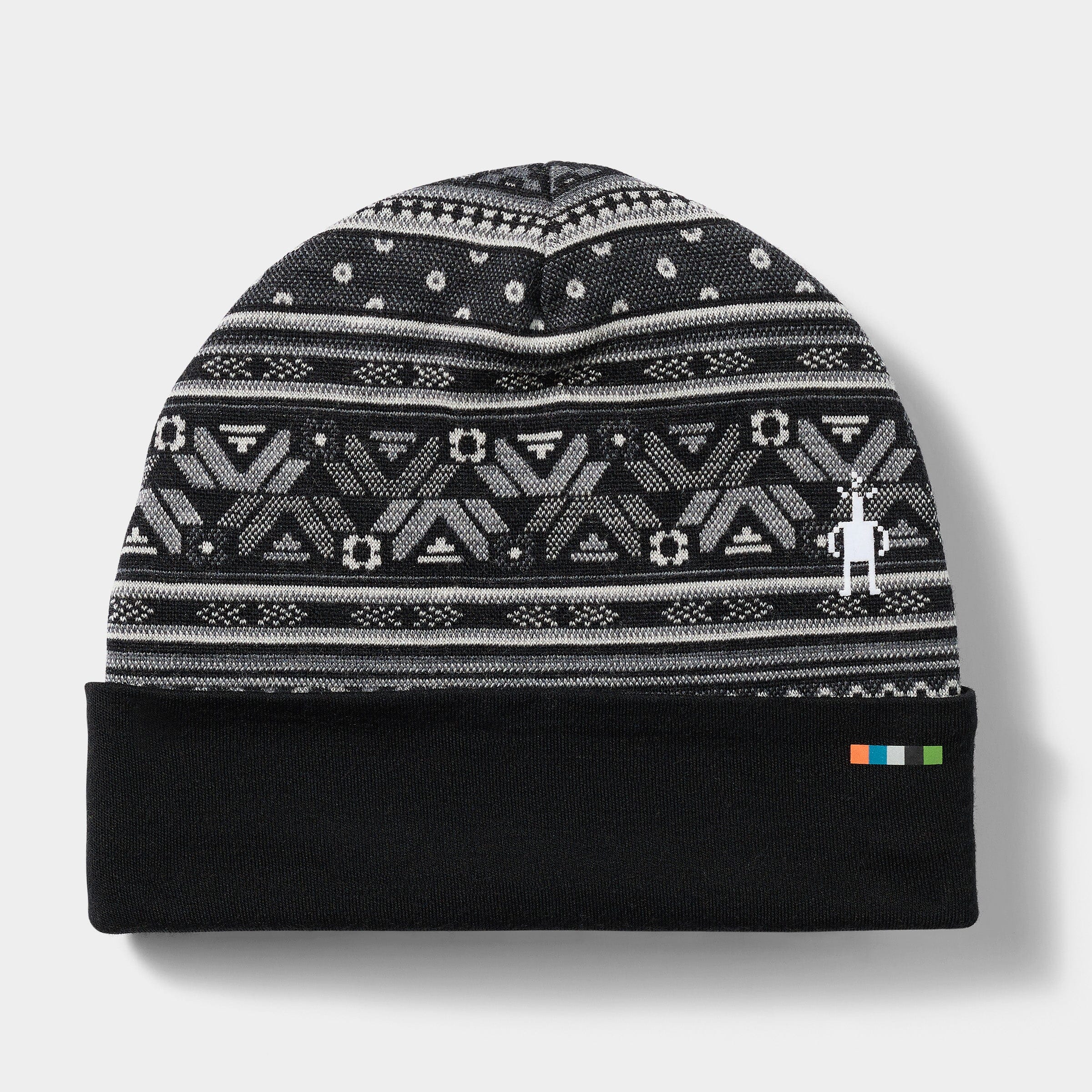 Smartwool Thermal Merino Reversible Cuffed Beanie Black Fair Isle Fun One Size 