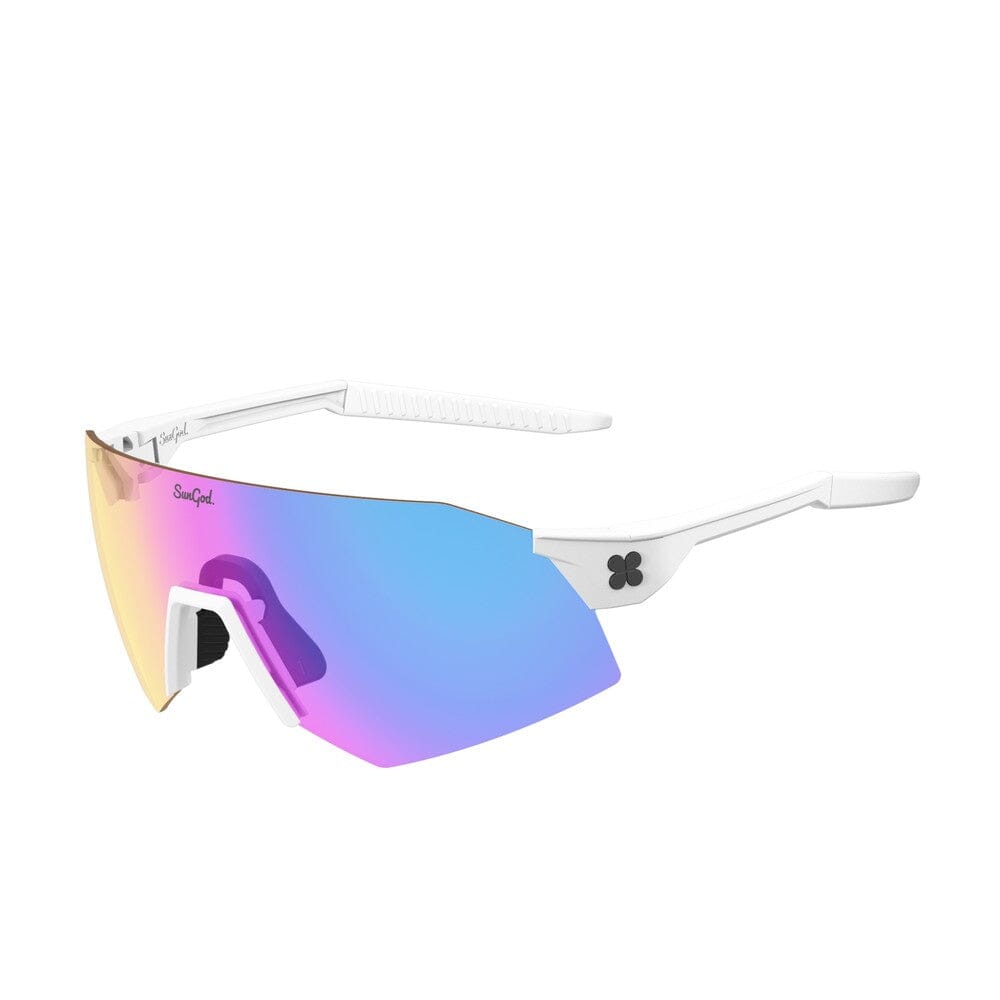 Sungod Ultra 8KO glasses Matte White / Iris HV Blue 