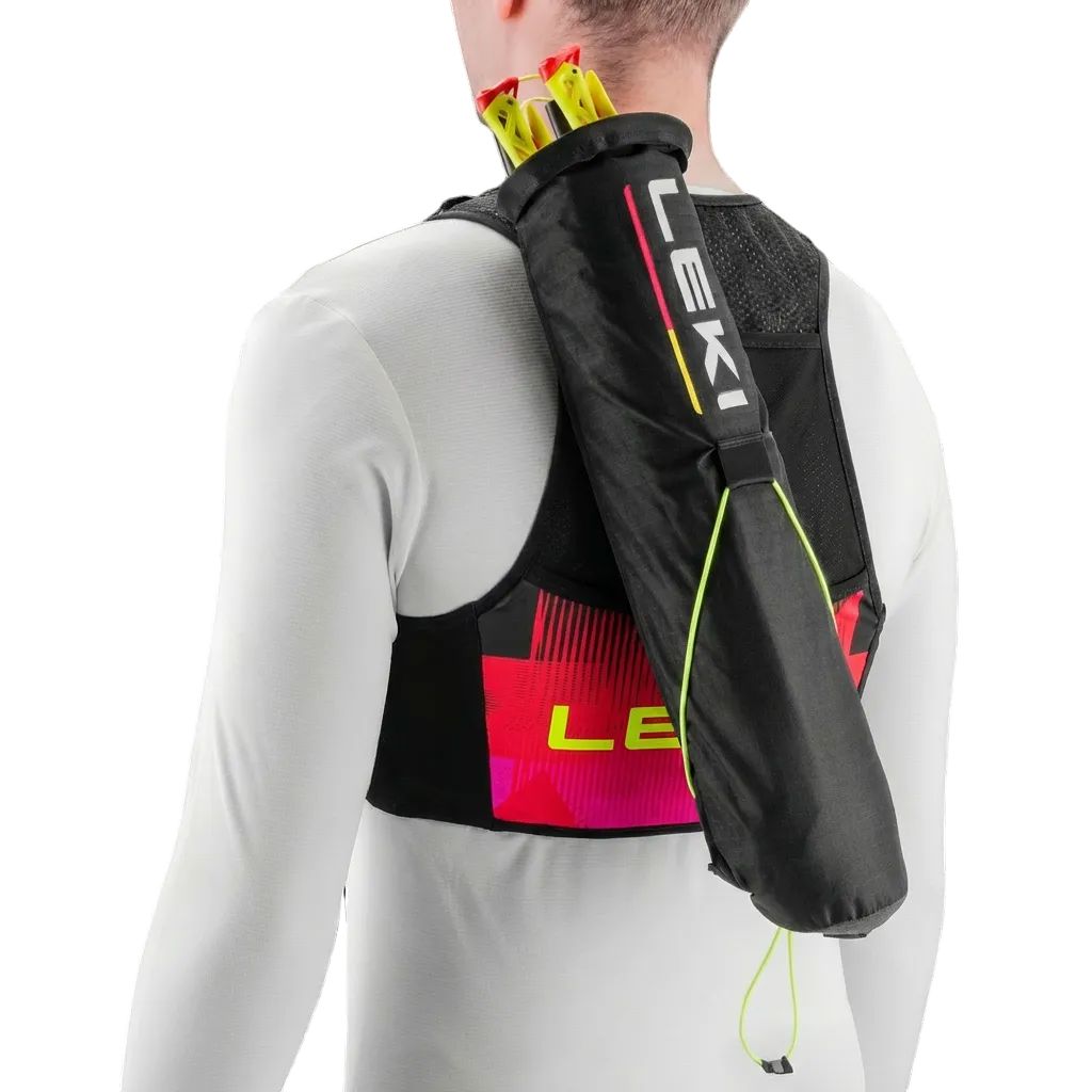 LEKI Trail Running Quiver Vest Black/Bright Red/Neon Pink S-M 