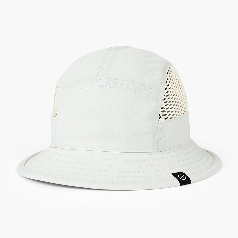 front view of ciele athletics GOBucket unisex running bucket hat from the Lifestyle Edition collection, in light grey color