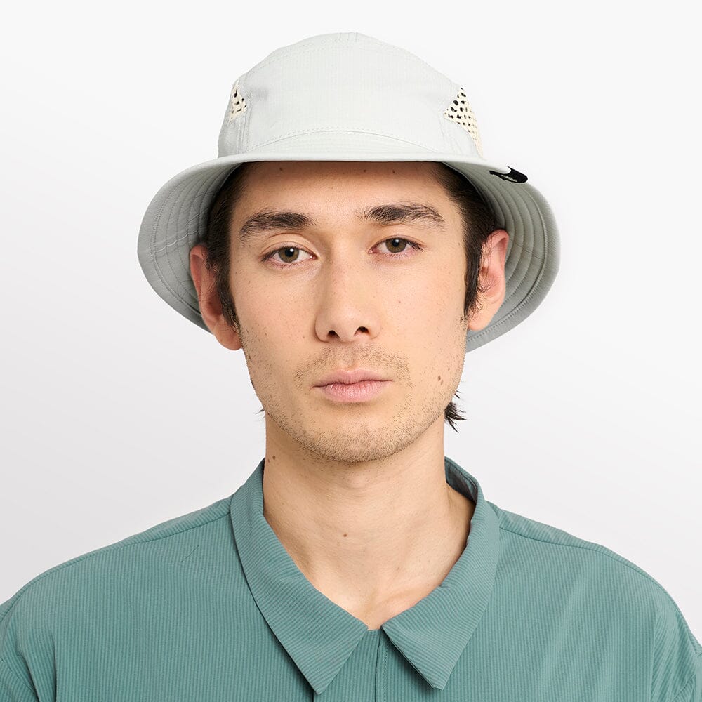 front view of ciele athletics GOBucket unisex running bucket hat from the Lifestyle Edition collection, in light grey color