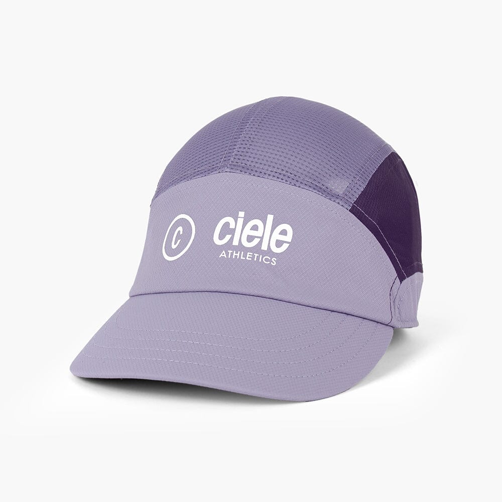front view of the ciele athletics FTSCap unisex running hat with a curved brim in light grape color