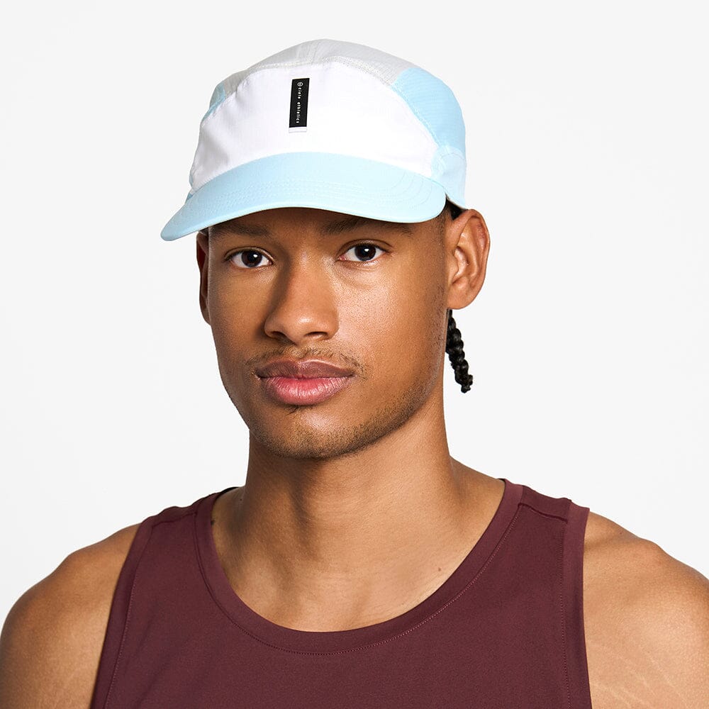 front view of the ciele athletics FTSCap unisex running hat with a curved brim in white color