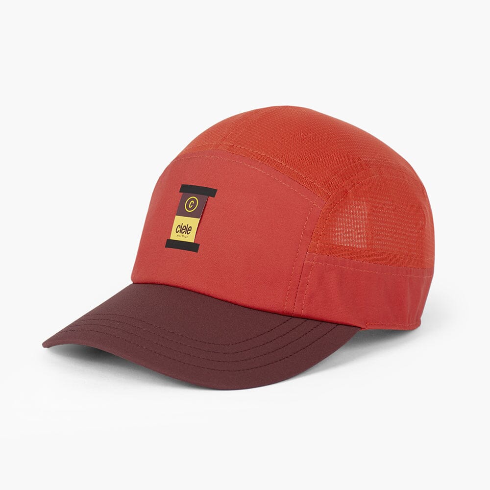 front view of the ciele athletics GOCap with a curved brim unisex running hat in clay color