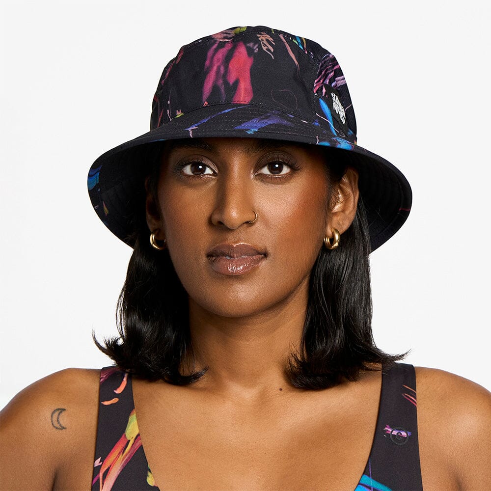 front view of ciele athletics GOBucket Comp Athletics unisex running bucket hat in the summer night limited edition