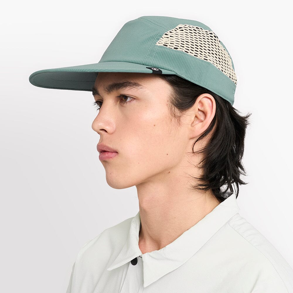 front view of ciele athletics GOCap longbrim unisex running hat with longer brim from the Lifestyle Edition collection, in silver pine color