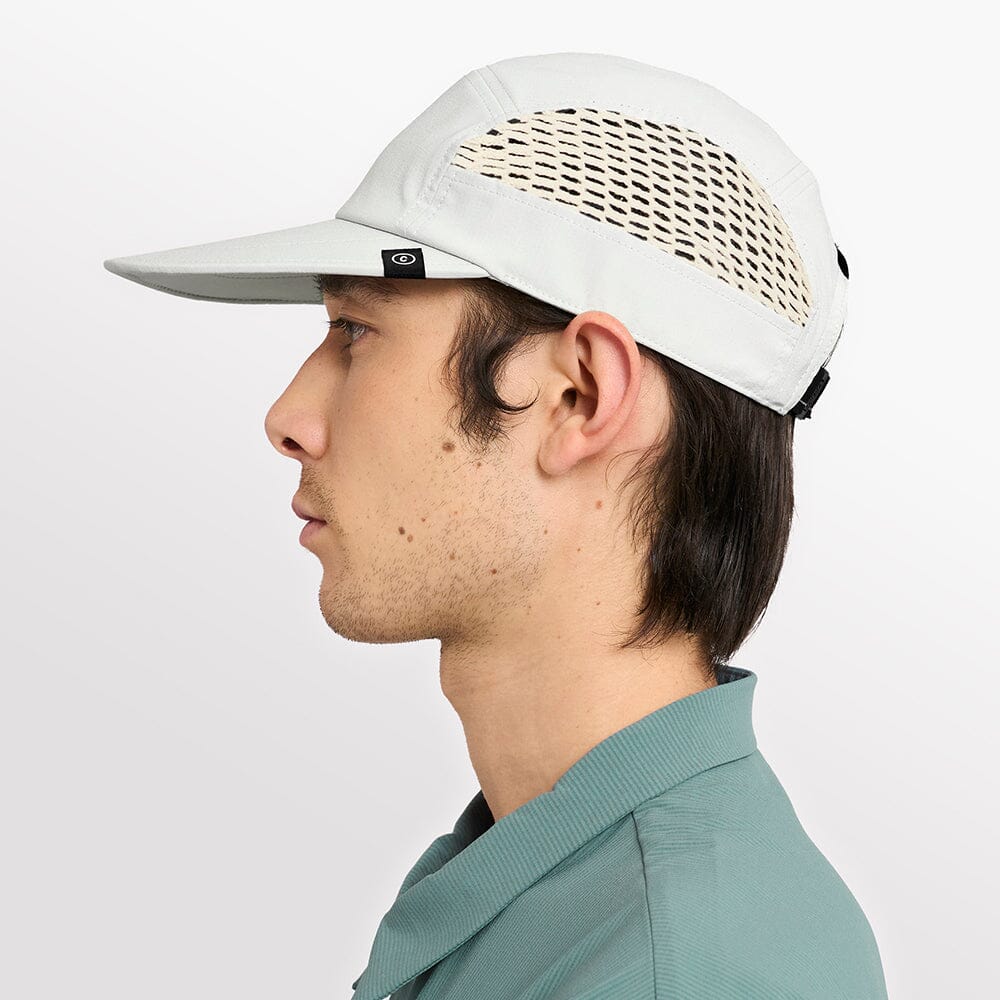 front view of ciele athletics GOCap longbrim unisex running hat with longer brim from the Lifestyle Edition collection, in light grey color