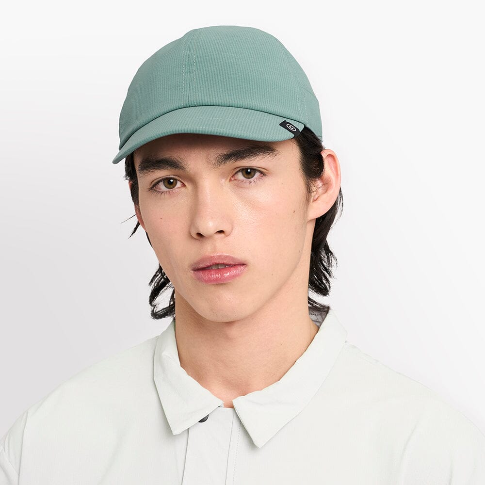 front view of ciele athletics CRWCap short brim unisex running hat with shorter brim from the Lifestyle Edition collection, in silver pine color