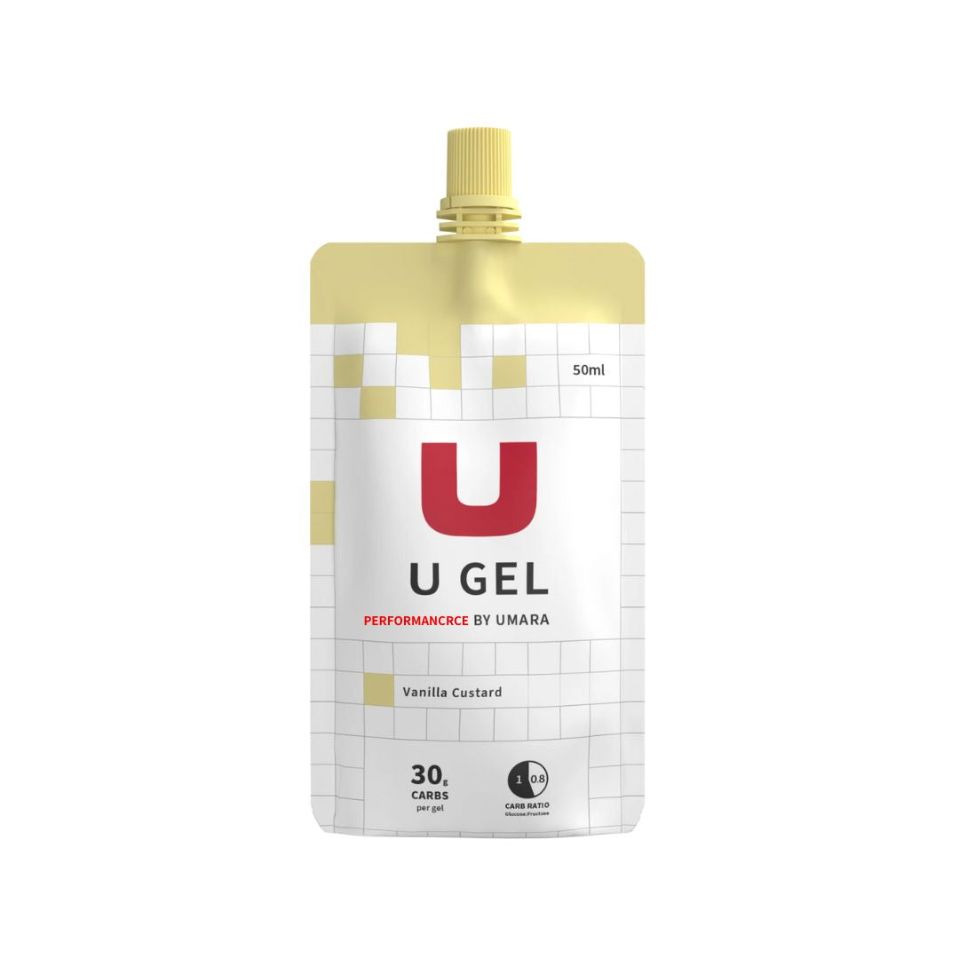 UMARA U GEL Screwtop 50ml (30g Carbs -120Kcal) Liquid Energy Gel Vanilla Custard 
