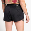 close up back view of the ciele athletics lightweight, race ready and performance driven short  for womens named RDShort in shadowsphinx color