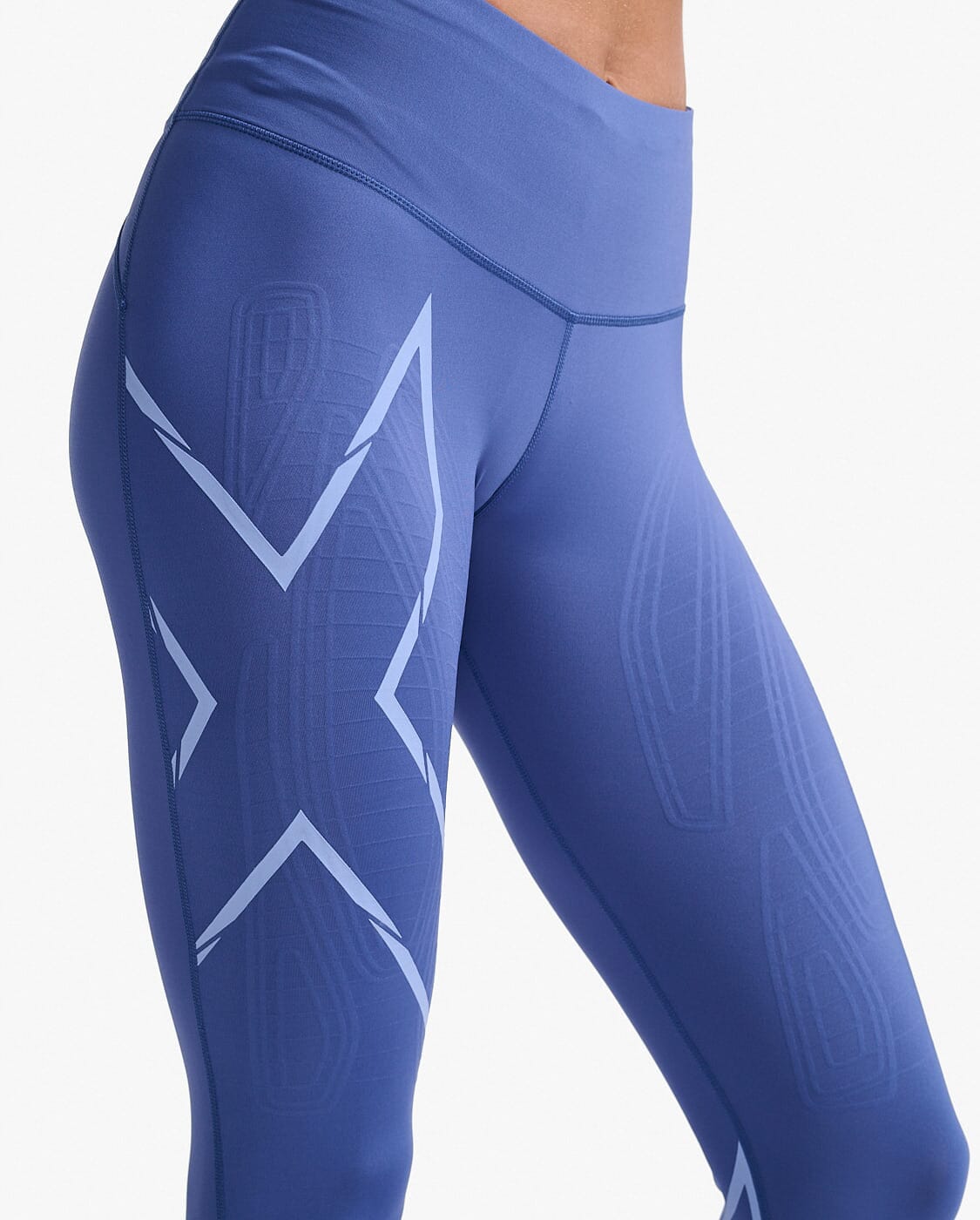 2XU Women's Light Speed Mid-Rise Compression Tights WA6523B Marlin/Hydrangea Reflective S 