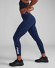 2XU Women's Form Stash Hi-Rise Compression 7/8 Tights WA6908B Midnight/White S 