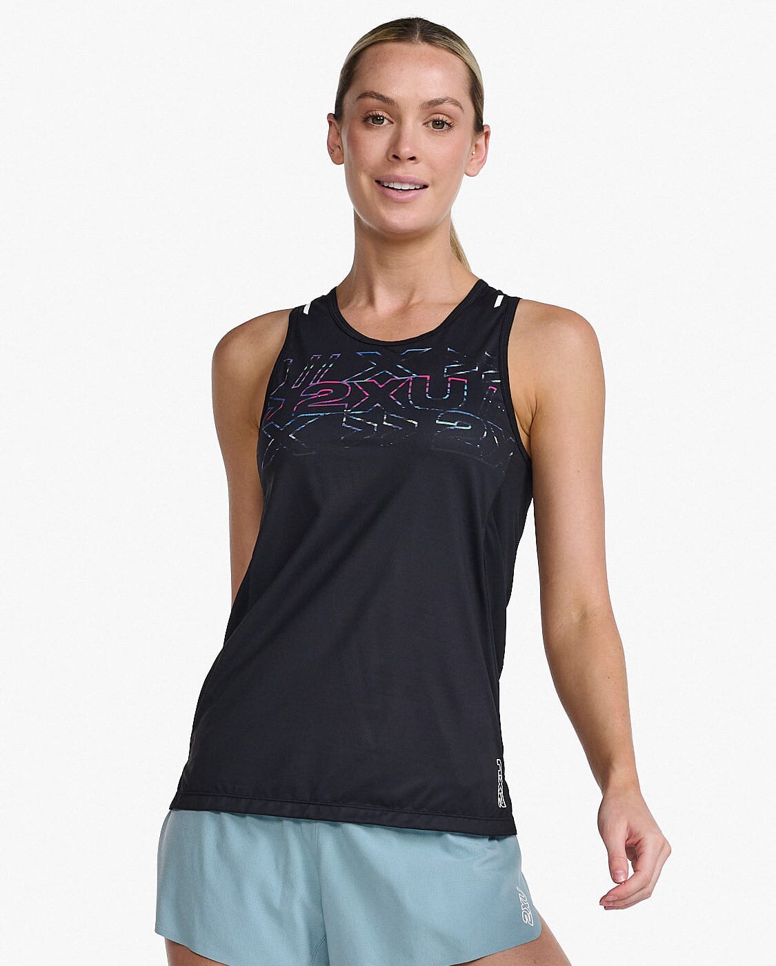 2XU Women's Light Speed Singlet WR6955A Glitch/White Reflective S 