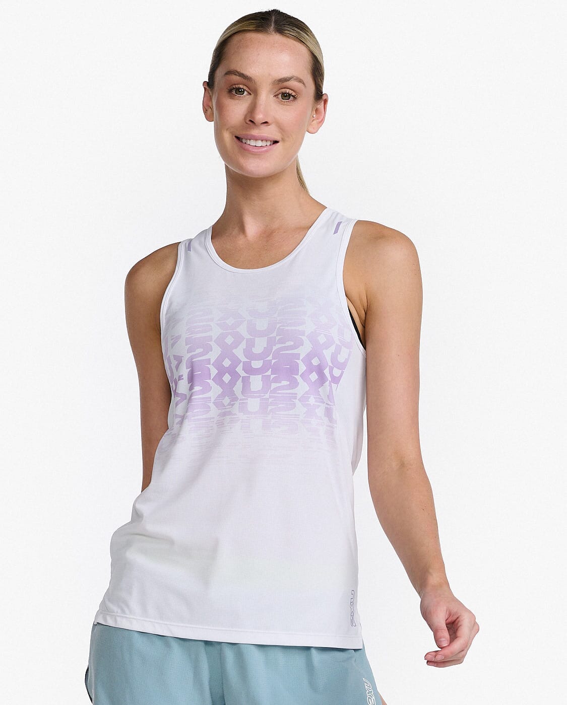 2XU Women's Light Speed Singlet WR6955A White/Lavender Reflective XS 