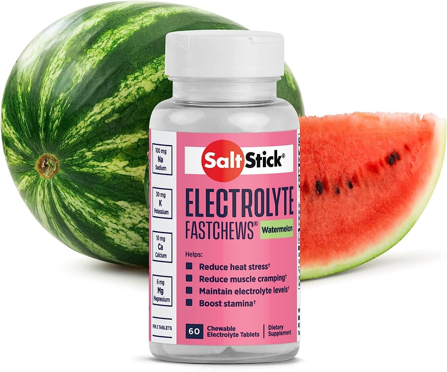 SaltStick Fast Chews 60ct Bottle Watermelon 