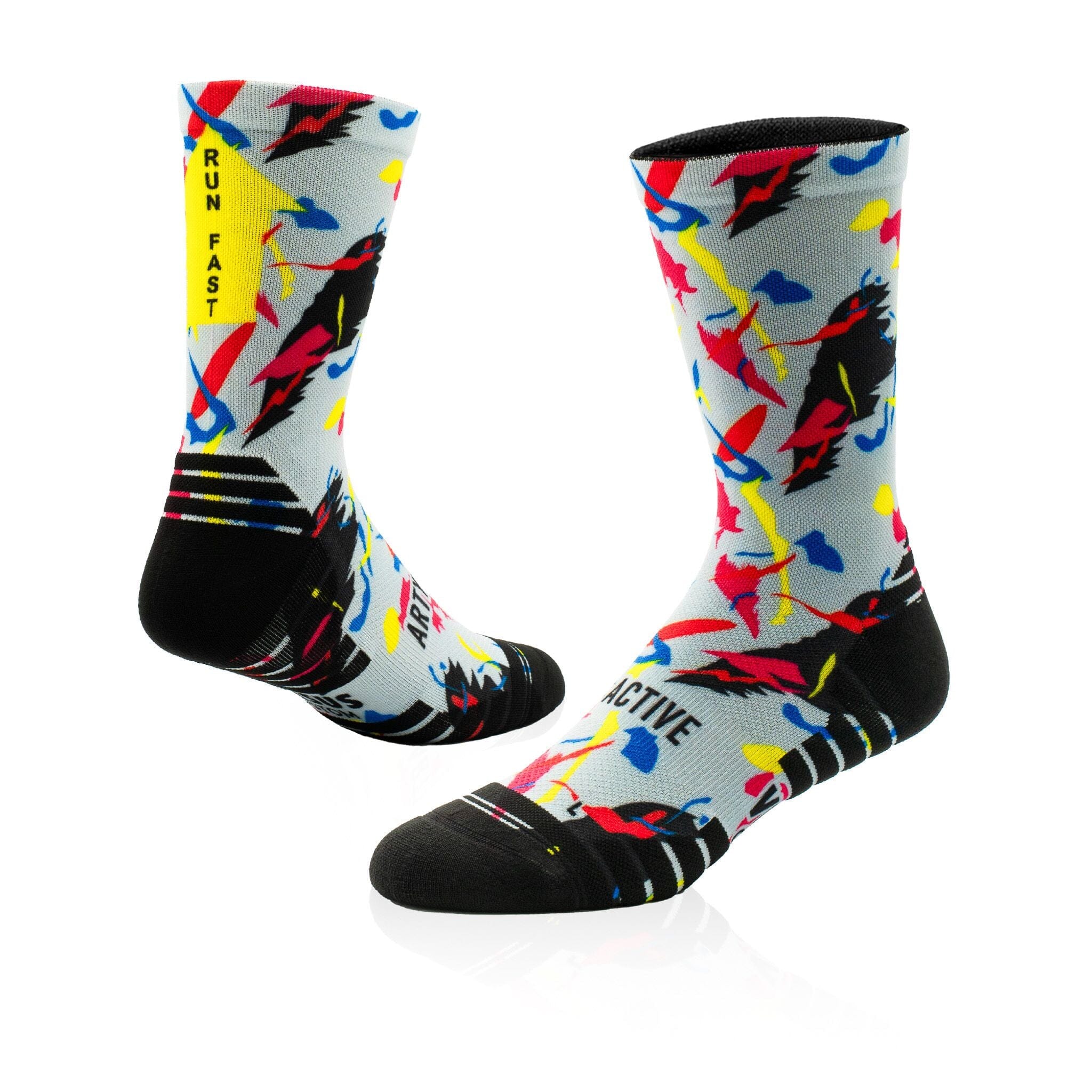 Versus Arty:Active Grey Splatter Active Crew Socks Grey Splatter 4-7 