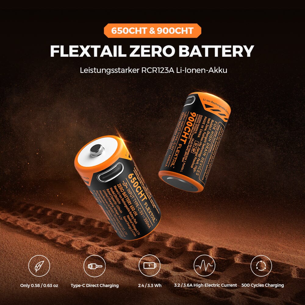 Flextail RCR123A 650mAh Zero Battery 