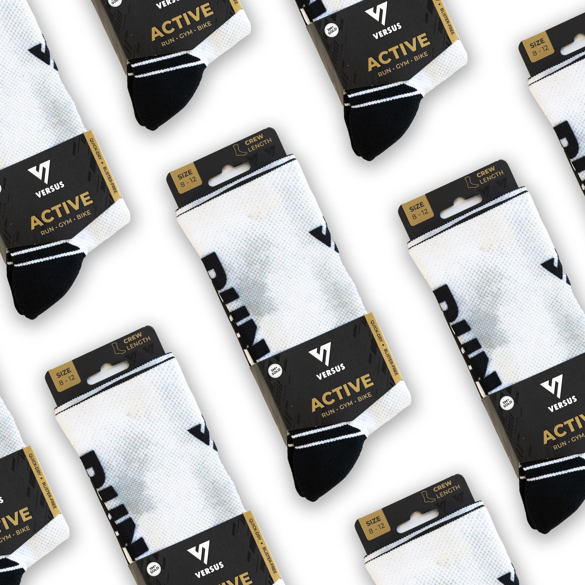 Versus RUN White Active Crew Socks 