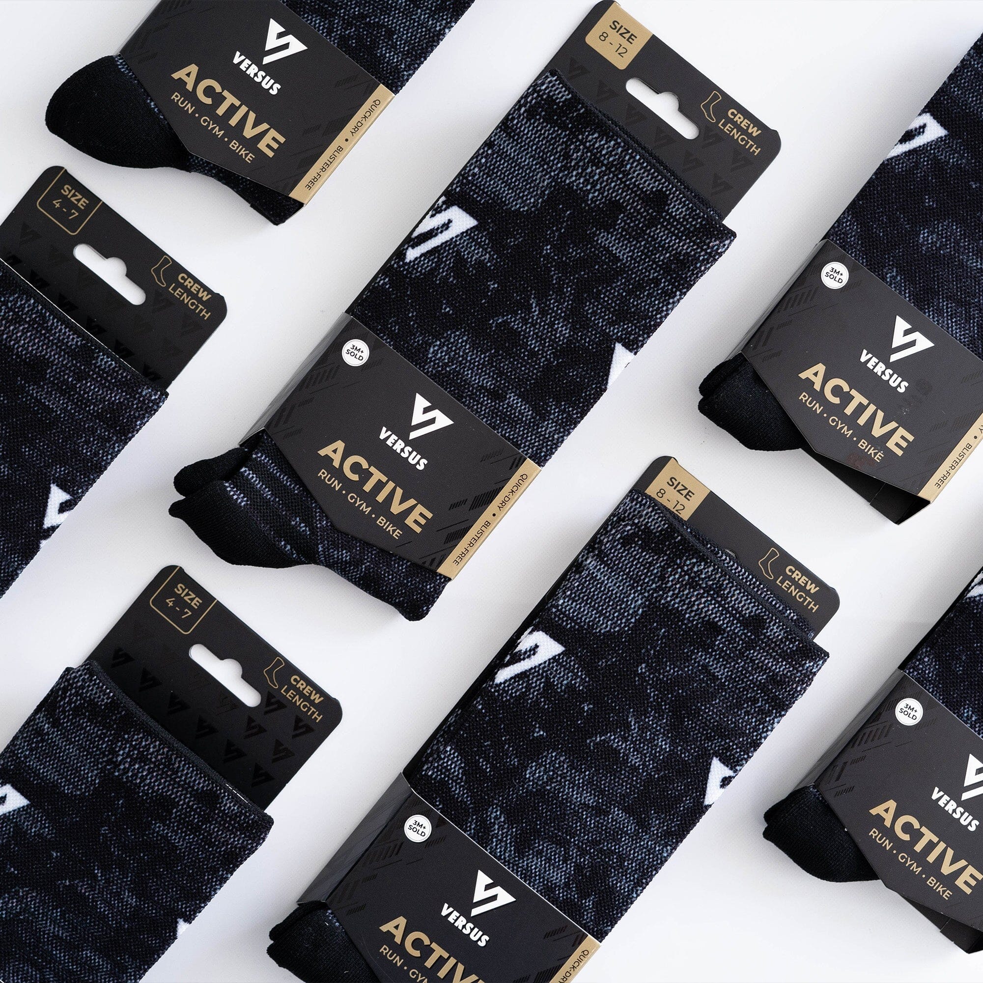 Versus Black Viper Active Crew Socks 