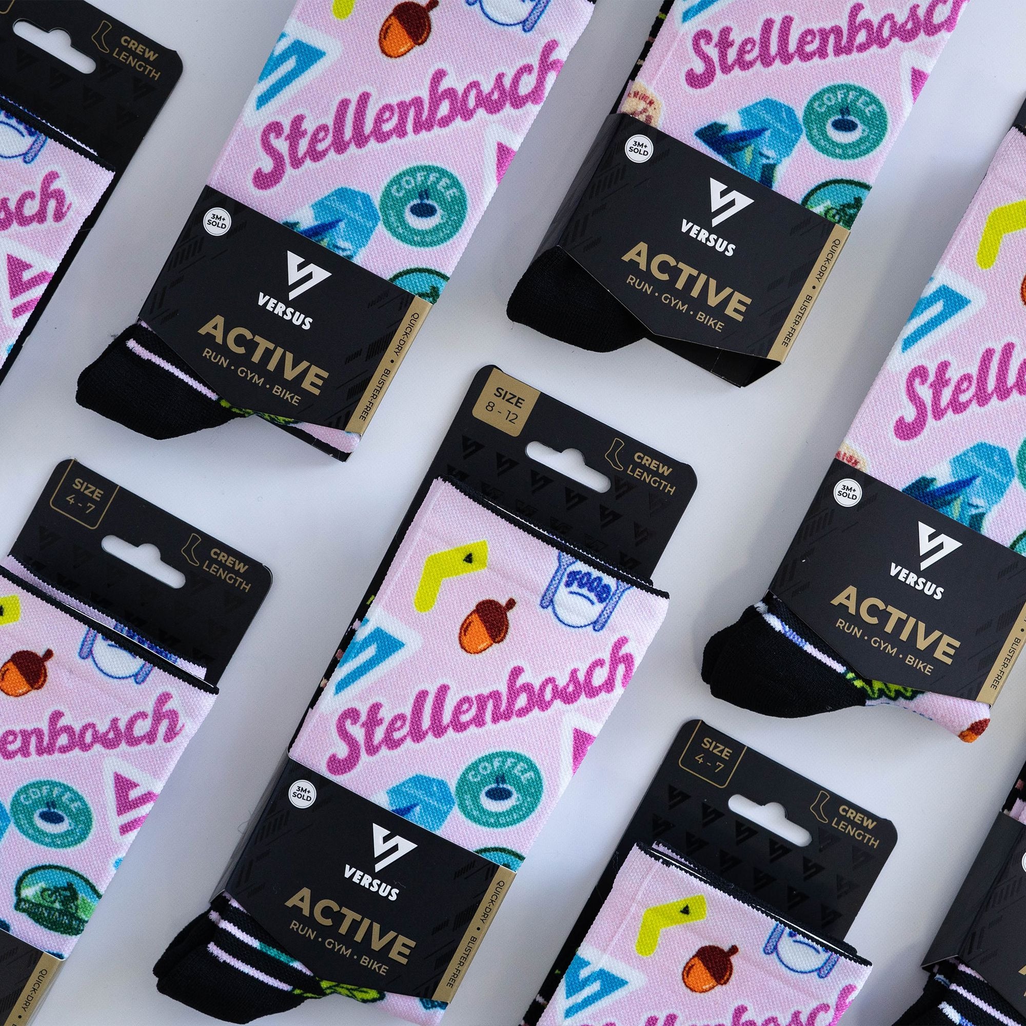 Versus Stellenbosch Stickers Active Crew Socks Stellenbosch Stickers 4-7 