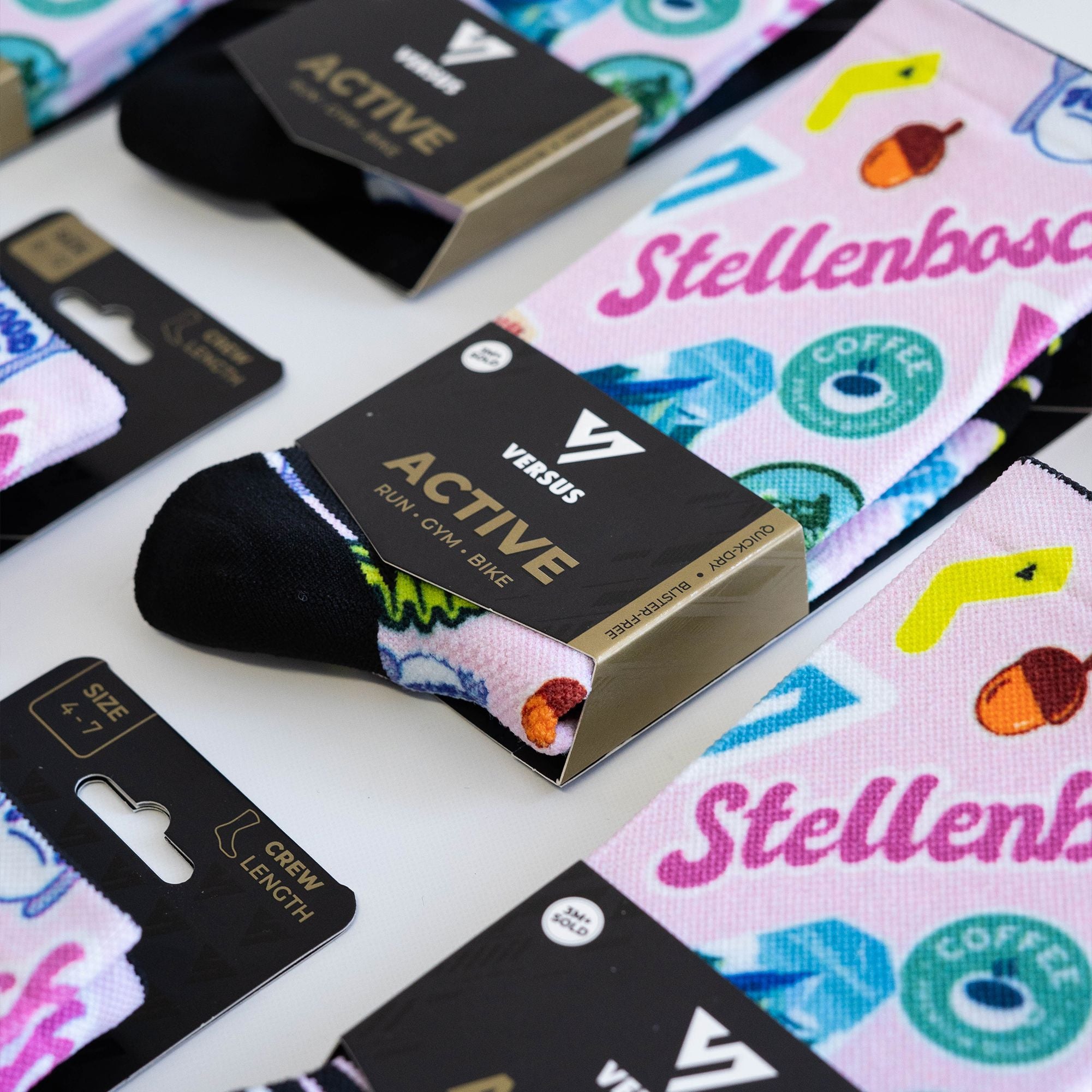 Versus Stellenbosch Stickers Active Crew Socks 