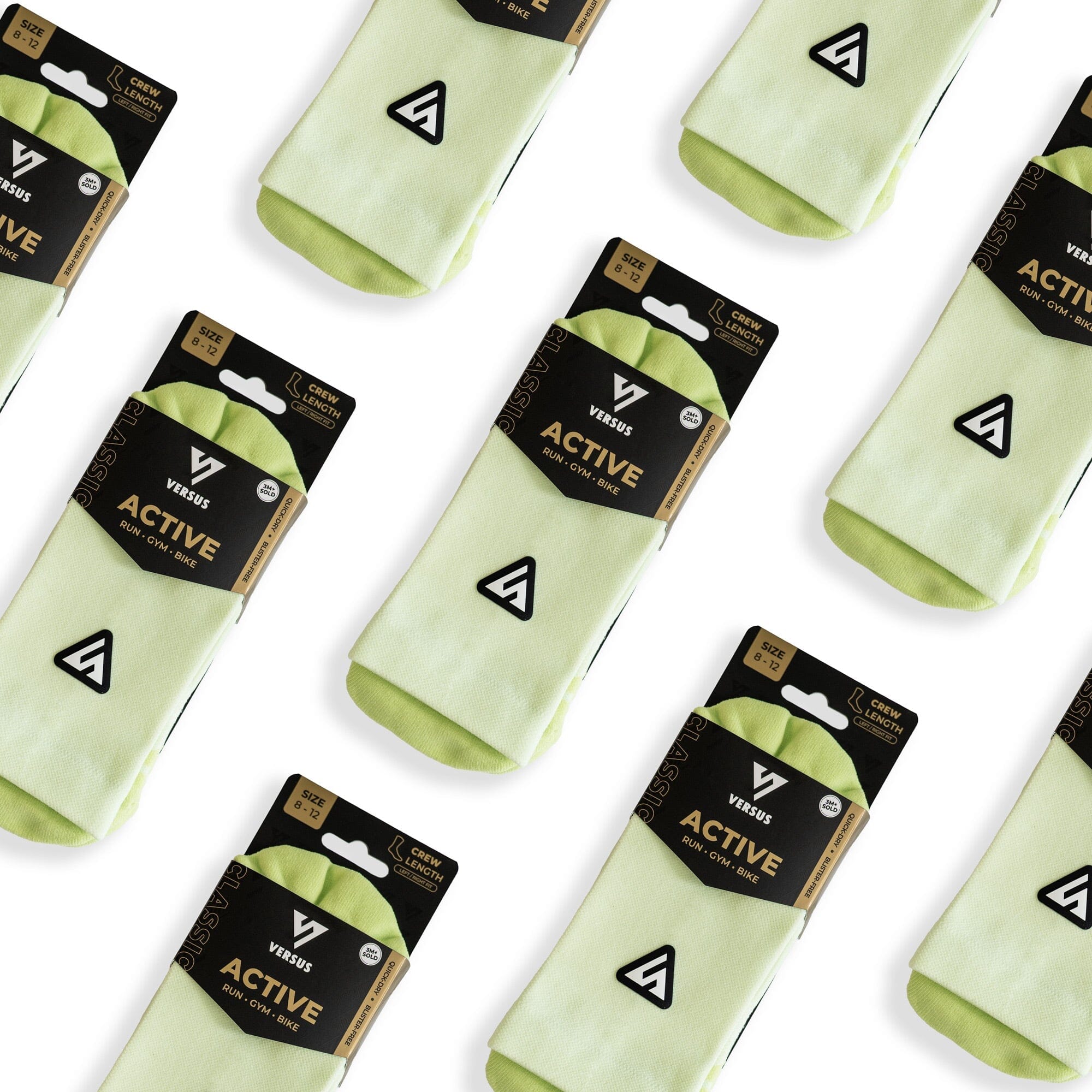 Versus Classic Lime Active Crew Tab Socks 