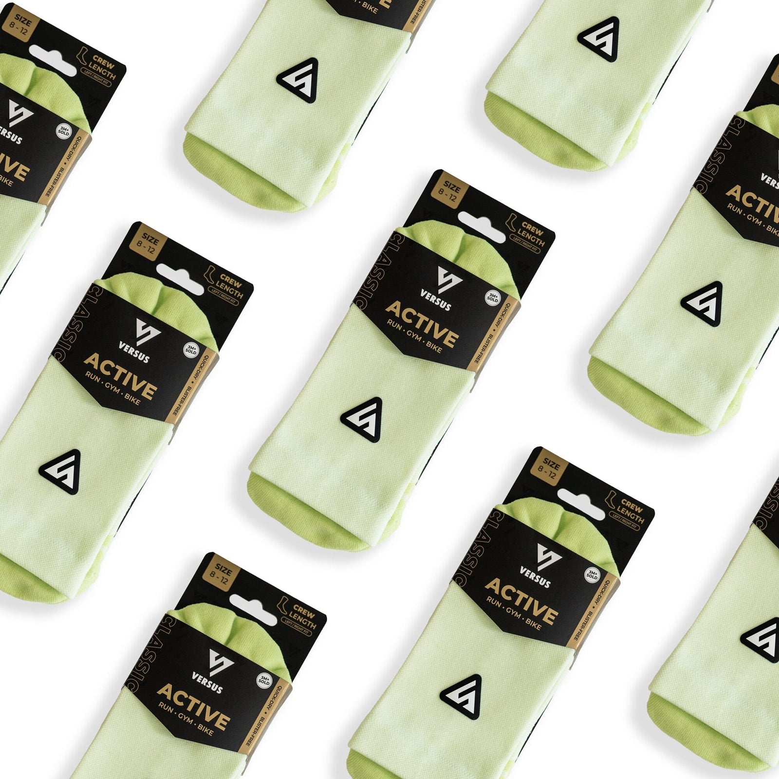 Versus Classic Lime Active Crew Tab Socks Classic Lime 4-7 