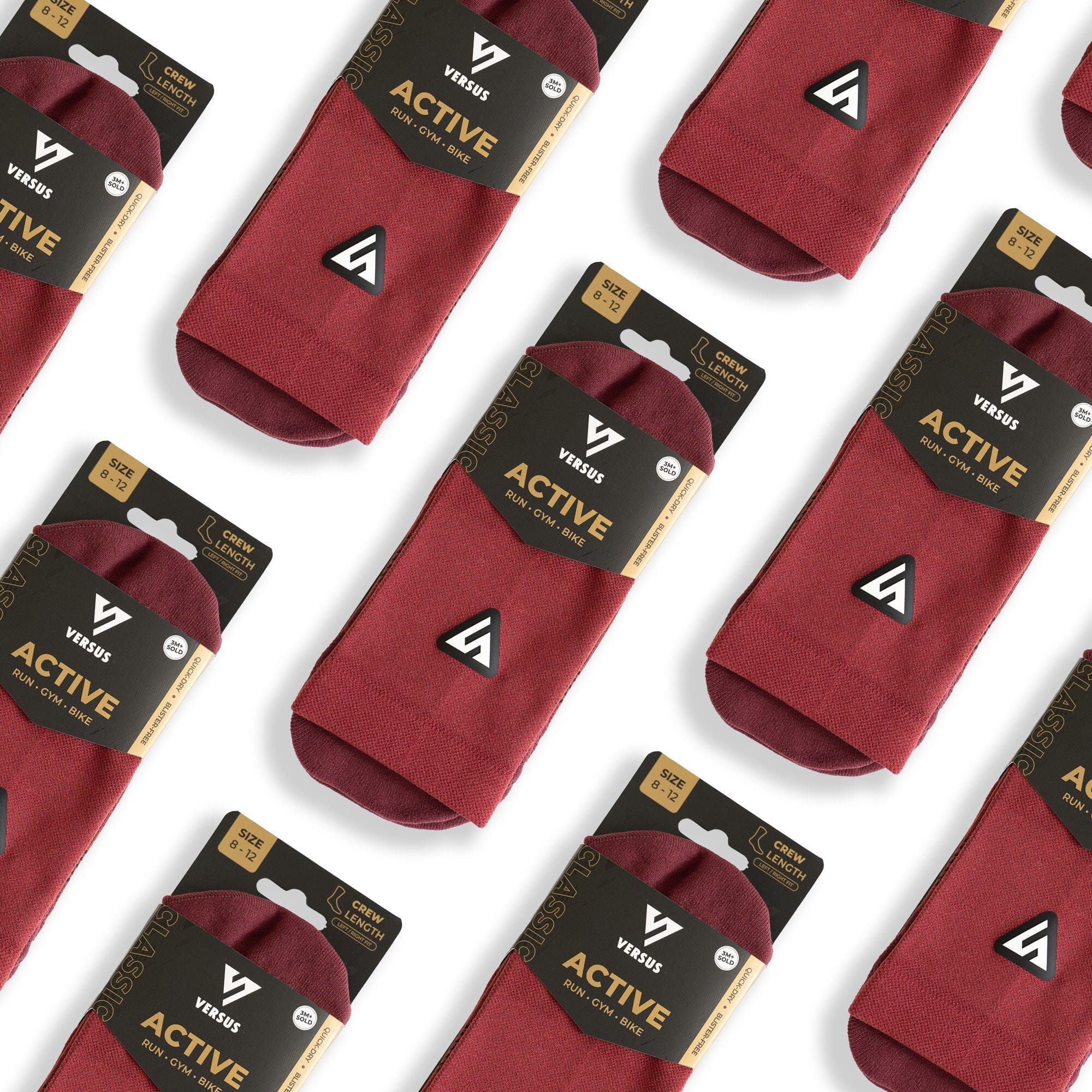 Versus Classic Maroon Active Crew Tab Socks 