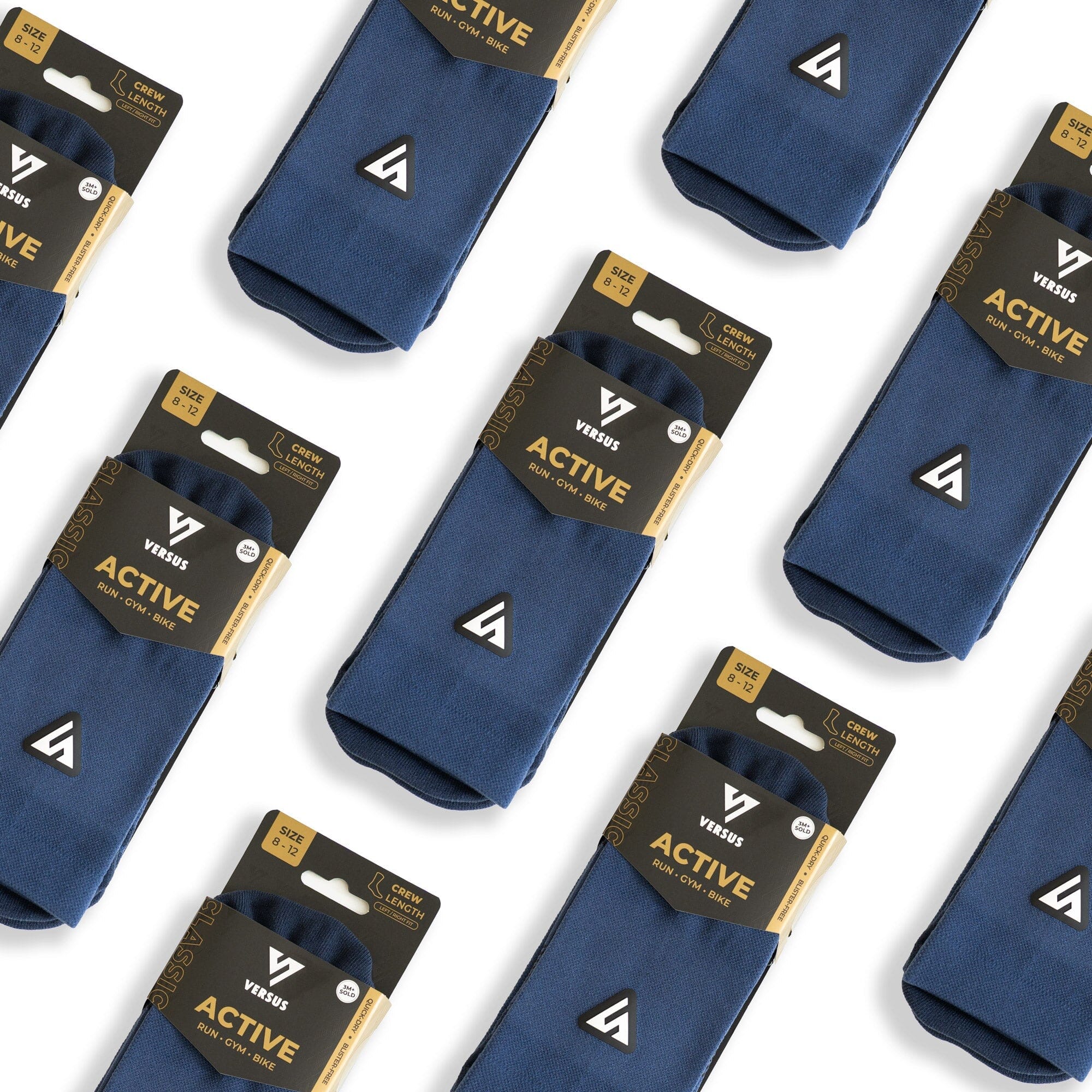 Versus Classic Navy Active Crew Tab Socks 