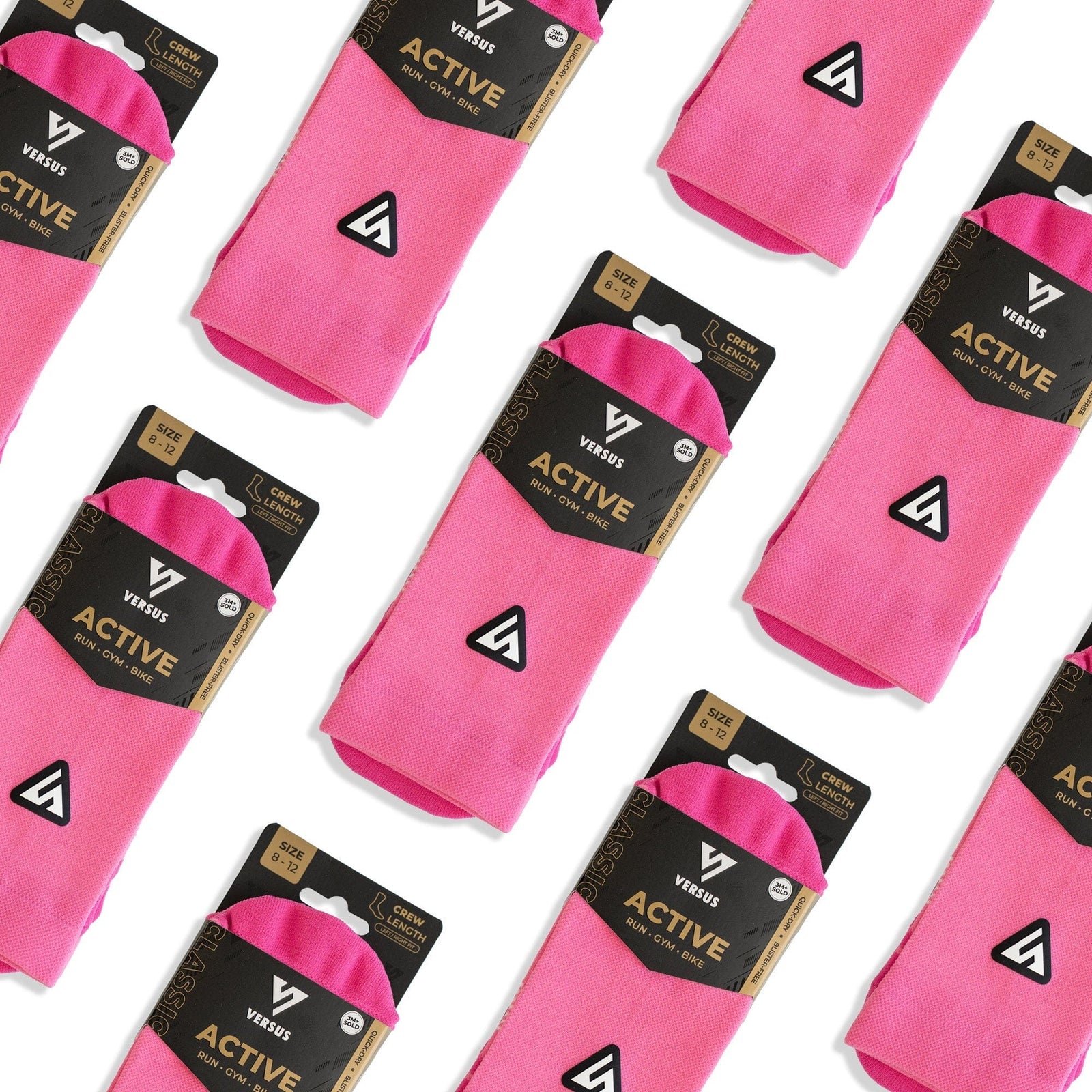 Versus Classic Pink Active Crew Tab Socks Classic Pink 4-7 