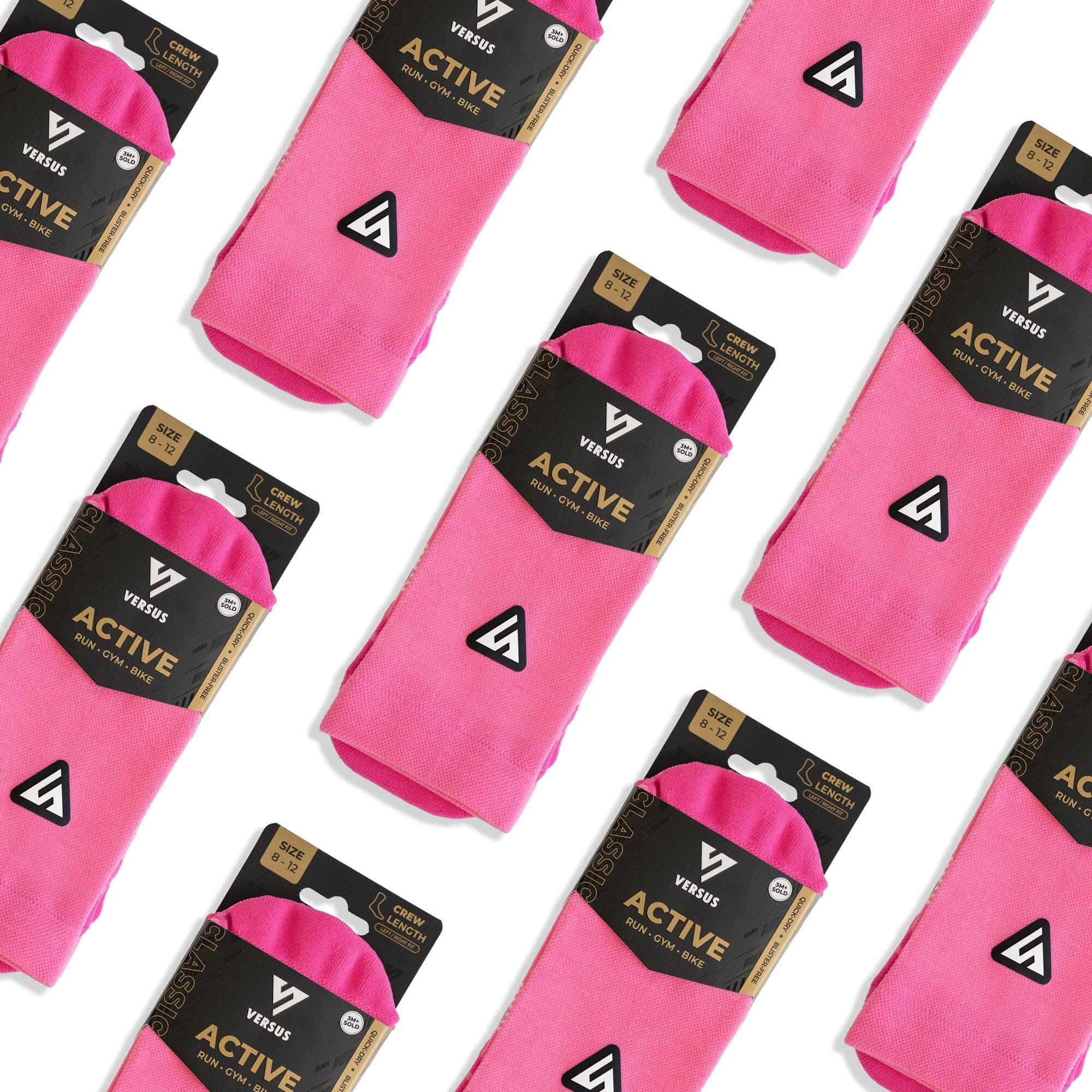 Versus Classic Pink Active Crew Tab Socks Classic Pink 4-7 