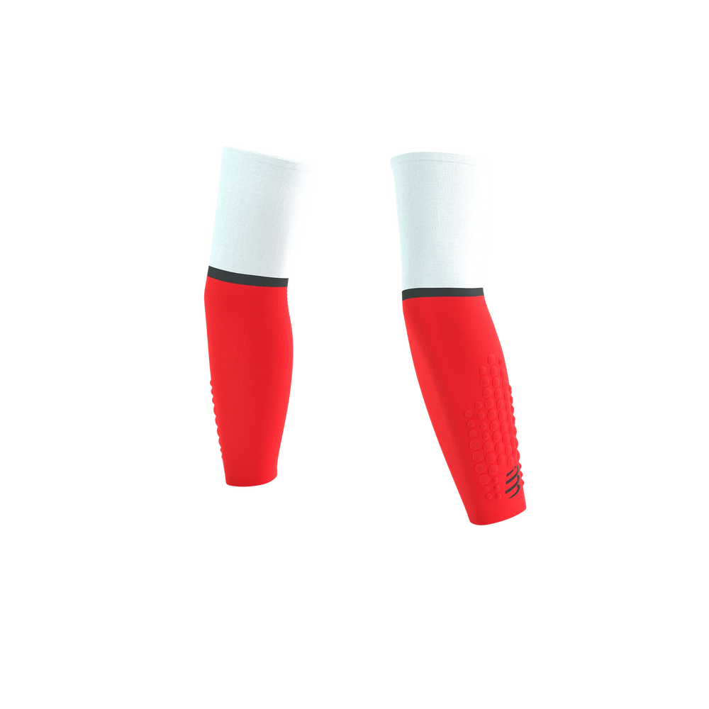 Compressport ArmForce Ultralight Arm Guards White/Fluo Red T1 