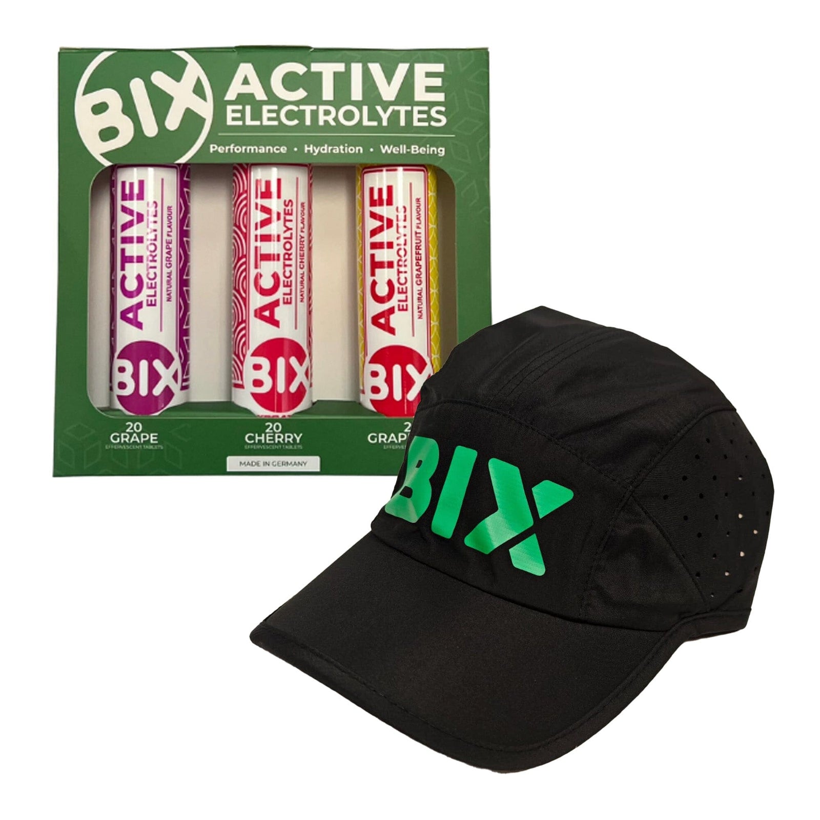 Bix Active - Electrolytes Bundle (Grape+Cherry+Grapefruit) Free Bix Hat Black 