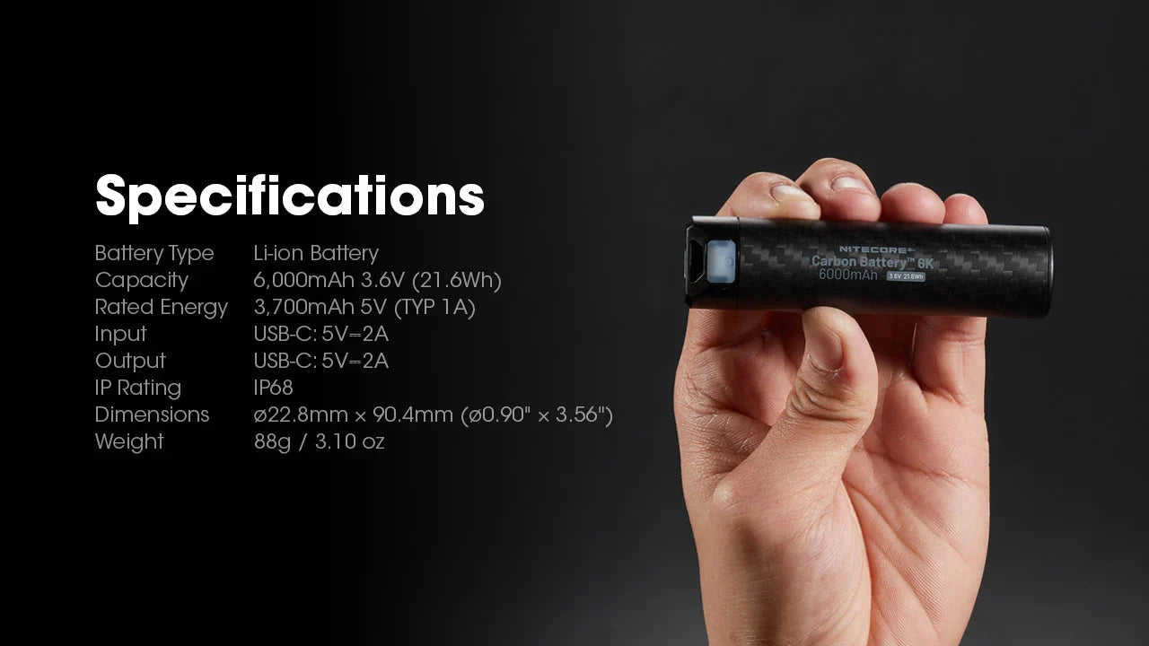 Nitecore Carbon Battery 6K USB-C 6000mAh Power Bank 