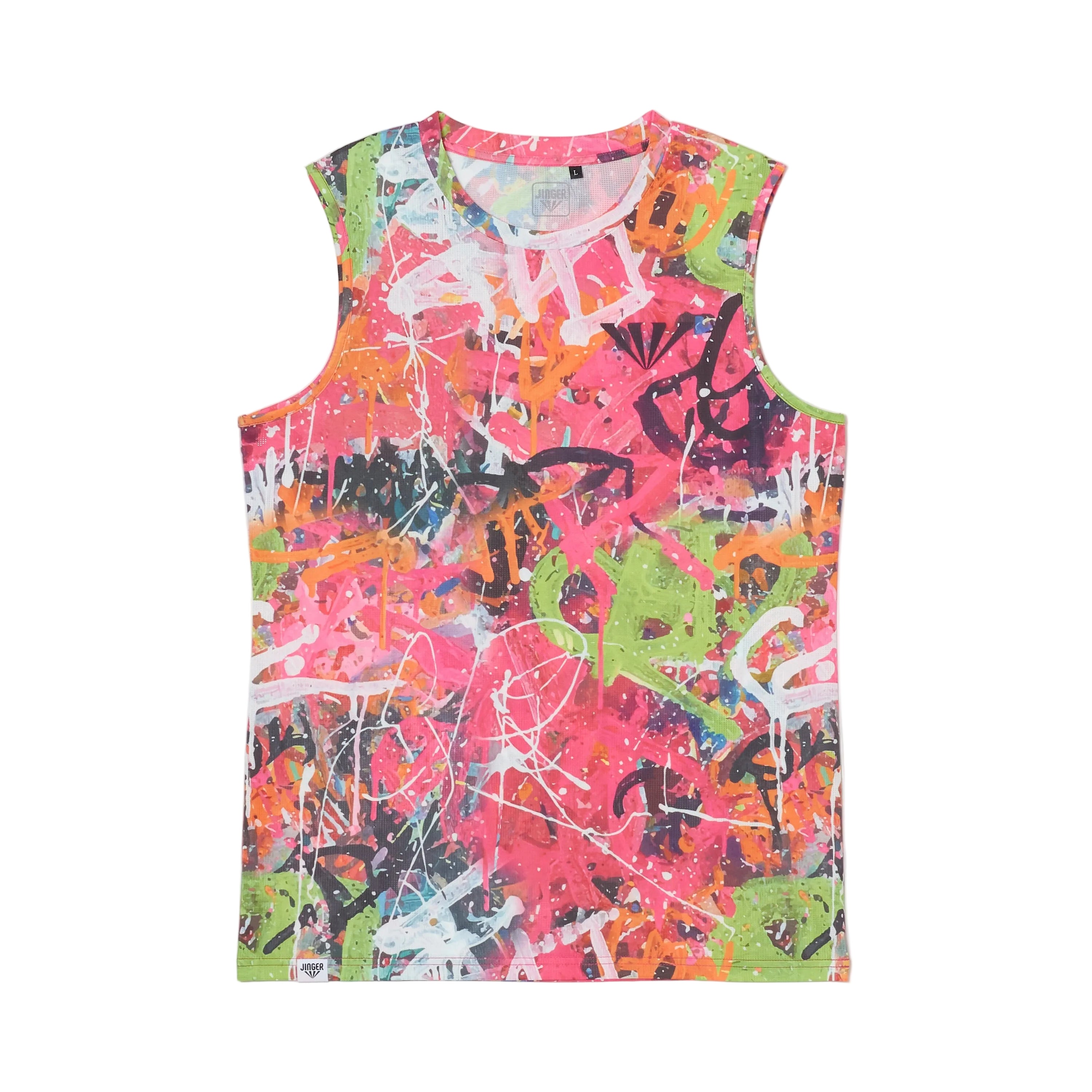 JINGER Men's Seamless Running Tank Top JM-6030 Pink S 