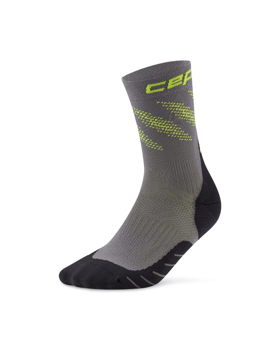 CEP Core Run Edt. Elliptic Compression Mid Cut Socks, Men Dark Grey/Lime III 