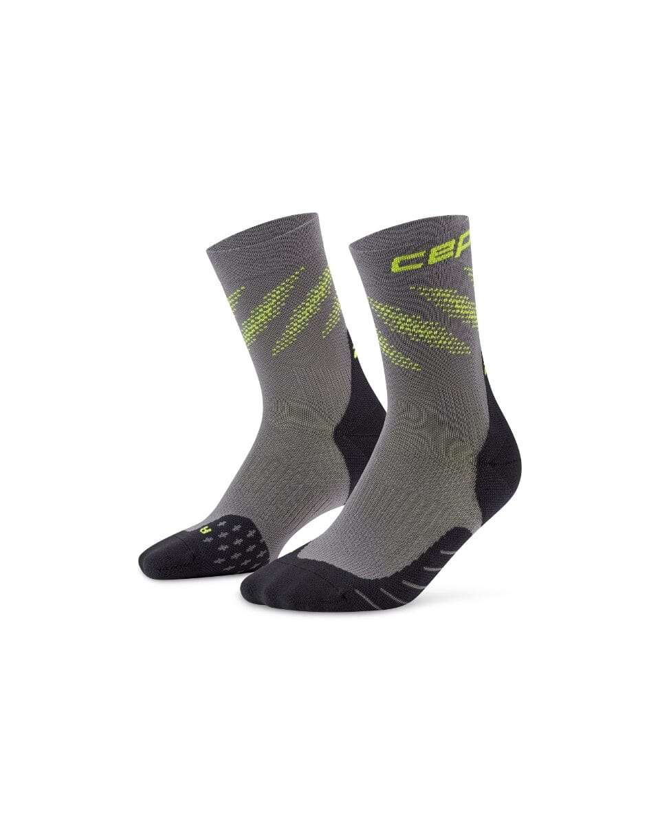 CEP Core Run Edt. Elliptic Compression Mid Cut Socks, Men Dark Grey/Lime III 