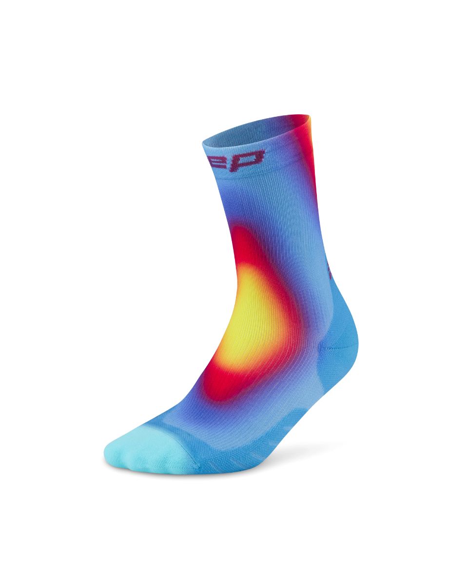 CEP Core Run Edt. Gradient Mid Cut Compression Socks 5.0, Women's Blue/Yellow II 
