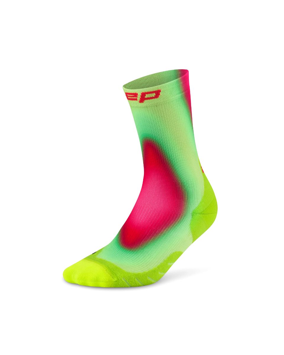 CEP Core Run Edt. Gradient Mid Cut Compression Socks 5.0, Women's Lime/Pink II 