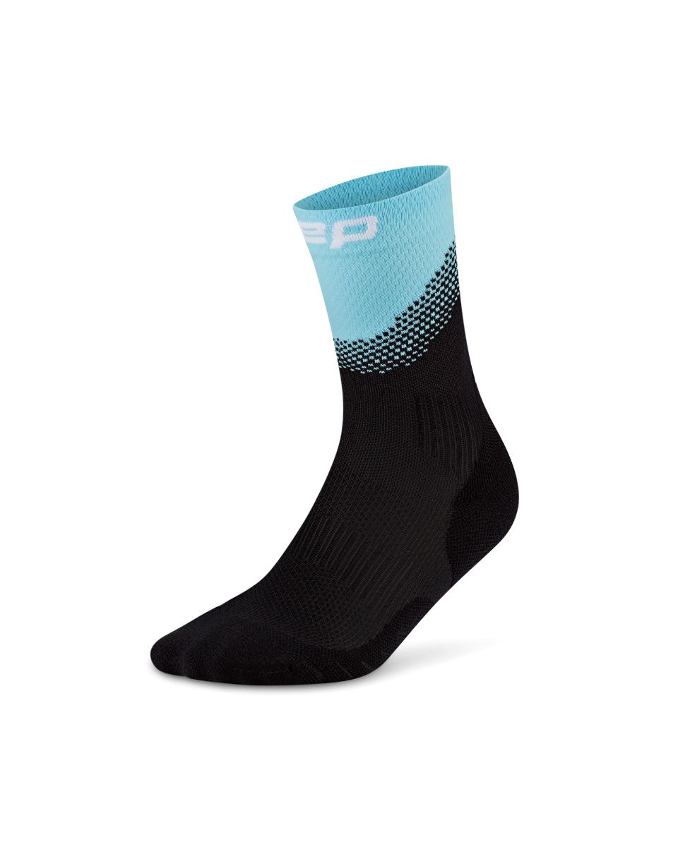 CEP Run Edt. Split Mid Cut Compression Socks, Women – Black/Light Blue