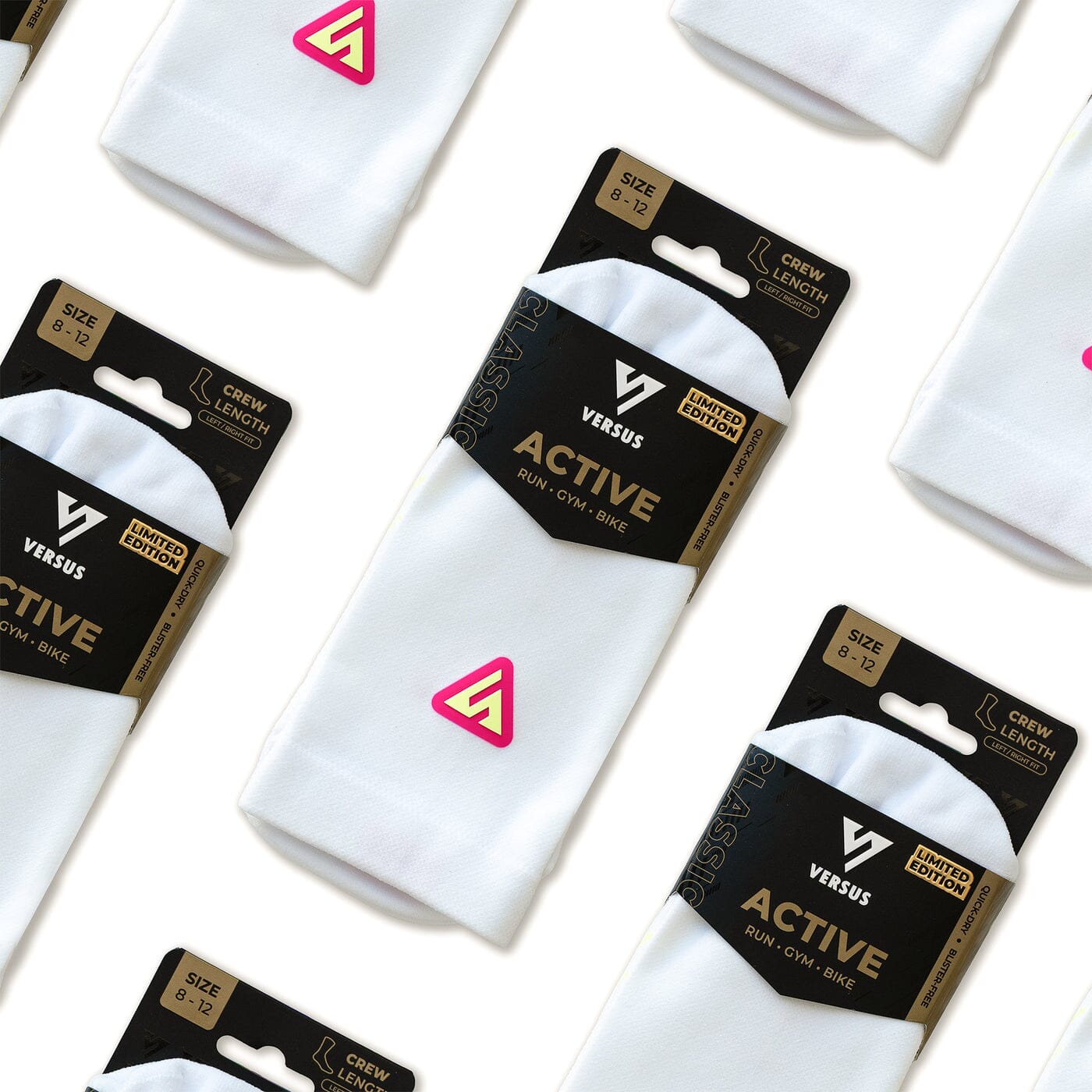 Versus Pink-Lime Limited Edition Active Crew Tab Socks 