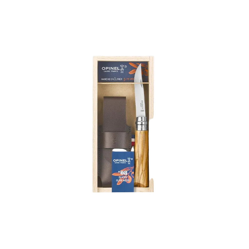 Opinel N°08 Olive Wood Knife + Sheath 