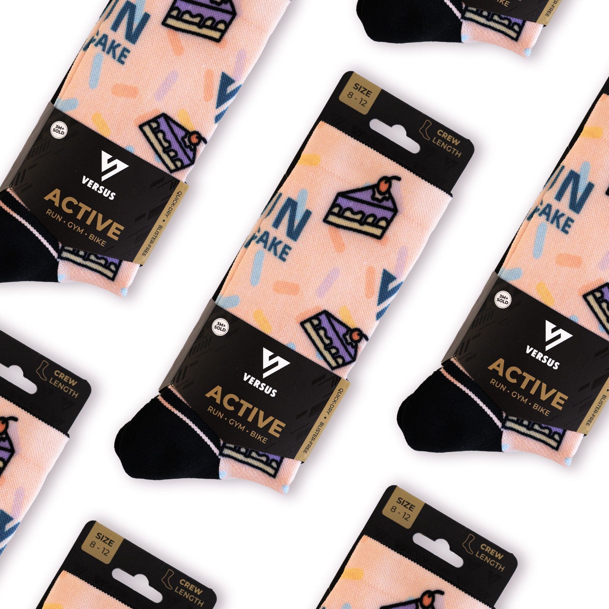 Versus Run For Cake Active Crew Socks 