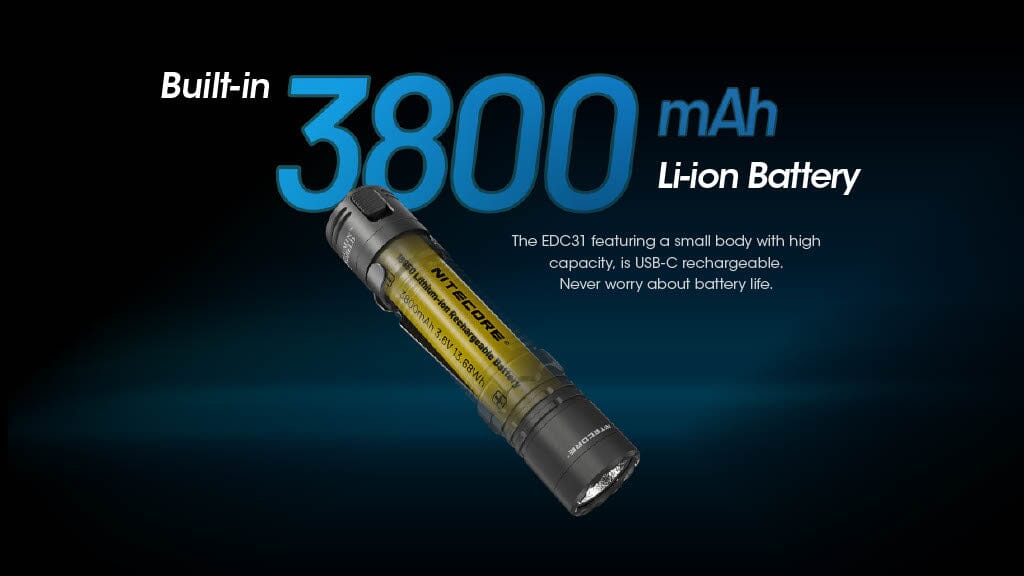 Nitecore EDC31 3500 Lumen USB-C Rechargeable EDC Flashlight 