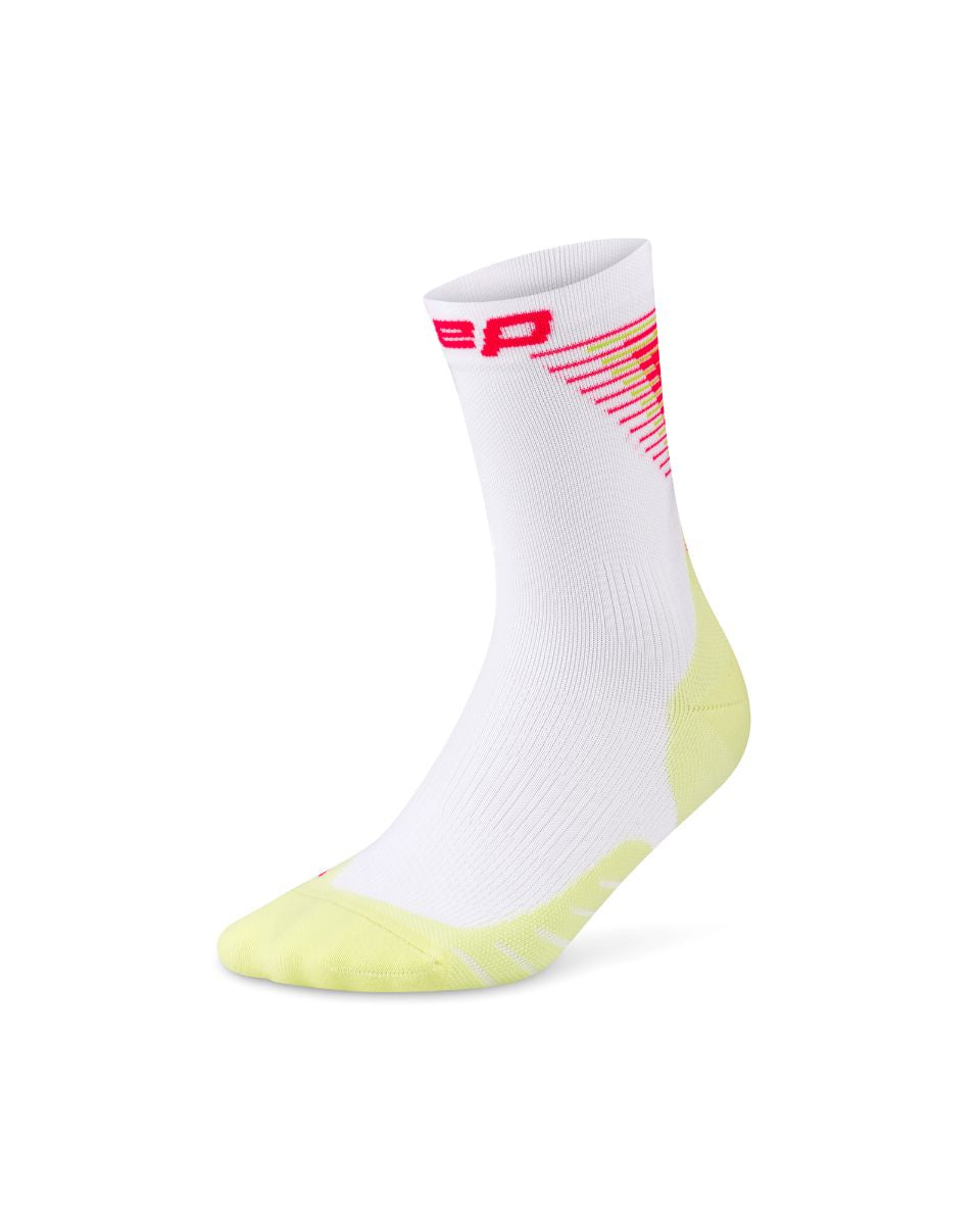 CEP Run Edt. Halo Mid Cut Compression Socks, Men White/Lime III 