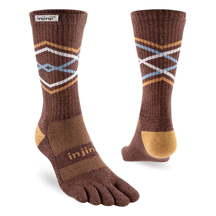 Injinji Trail Midweight Crew Socks Chestnut S 