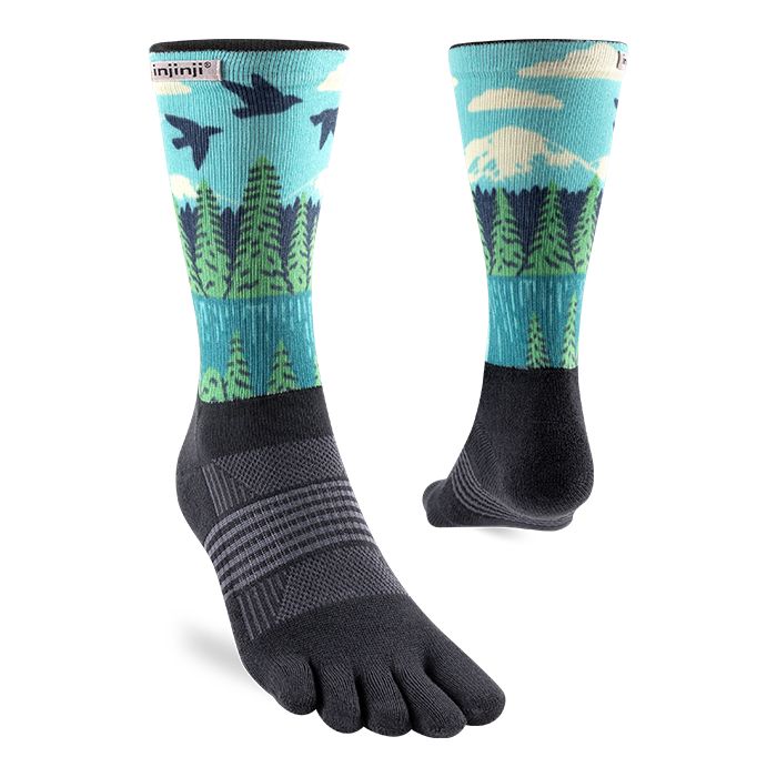 Injinji Women's Artist Designed Crew Socks Cascades XS/S 