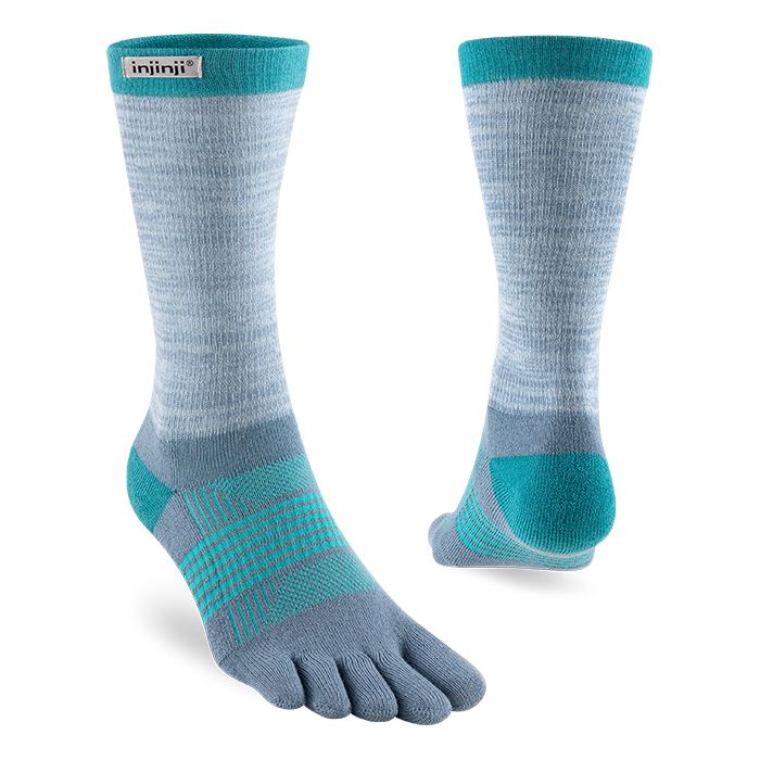 Injinji Women's Trail Midweight Crew Socks Aqua XS/S 